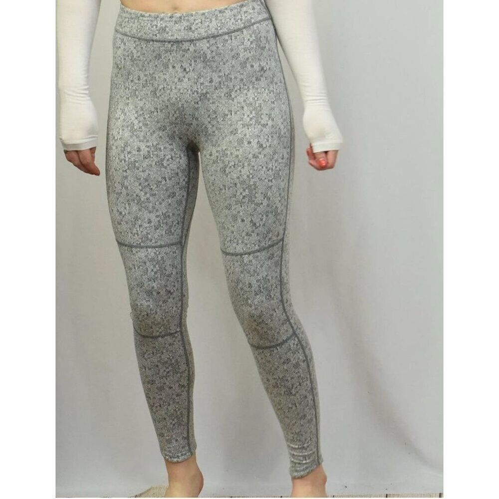 Gymshark Dry Leggings Womens Small Gray Pixel Print High Rise Compression Workou